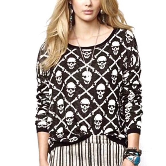 Denim & Supply Ralph Lauren Sweaters - Denim & Supply Ralph Lauren Skull Print Cropped Sweater Size XL